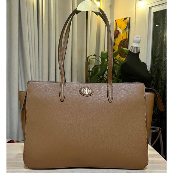 ✺✺ AUTHENTIC TORY BURCH CAMEL BROWN ROBINSON HANDBAG ✺✺ - Picture 1 of 11